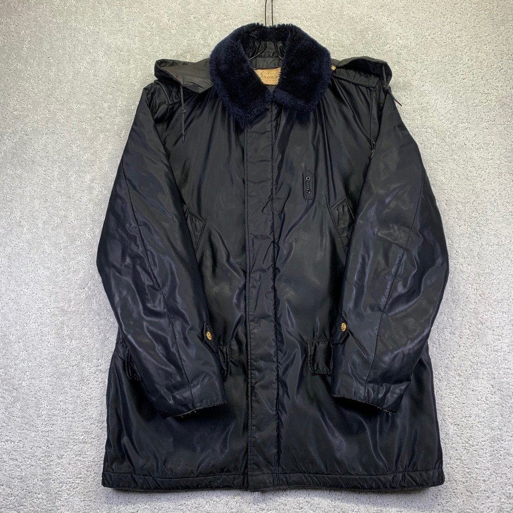 Sabas East Bakersfield Jacket Size LARGE? Black Winter Parka Coat Fur Collar Zip